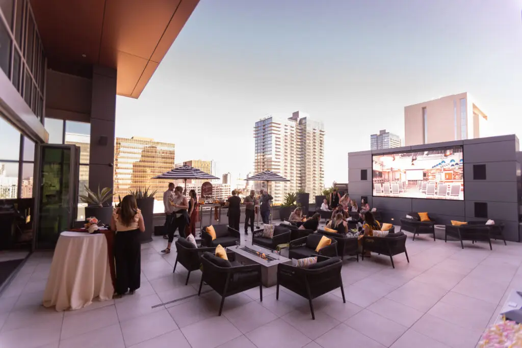 Open-air rooftop bar at Lily Rooftop, Carté Hotel, Little Italy, San Diego