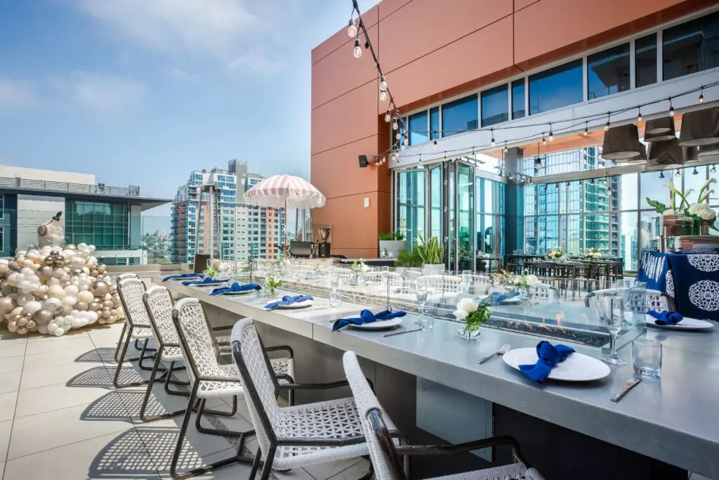Wedding celebration at Lily Rooftop, Carté Hotel, Little Italy, San Diego
