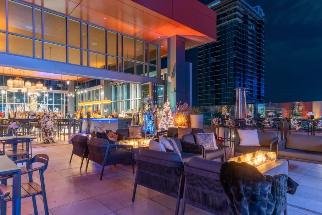 Rooftop gathering at Lily Rooftop, Carté Hotel, Little Italy, San Diego
